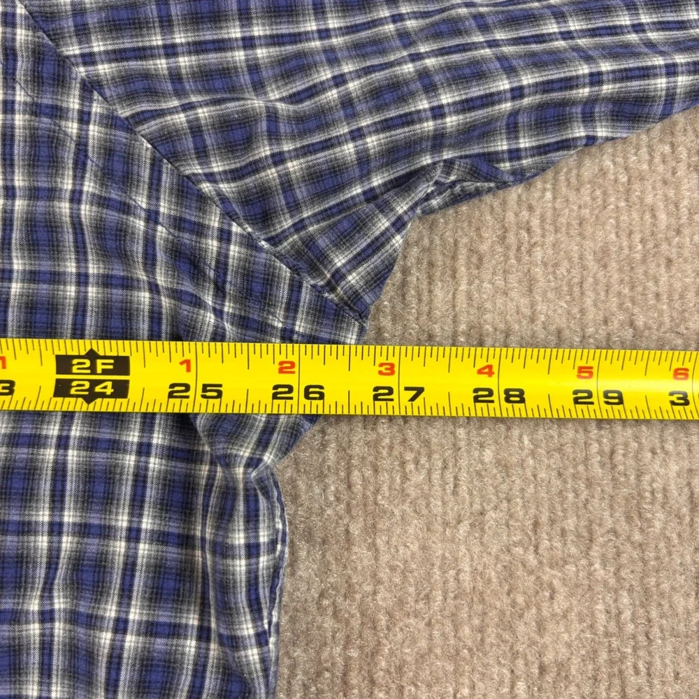 Ralph Lauren Blue Gray Custom Fit Plaid Button Down Shirt Men's Size XXL EUC